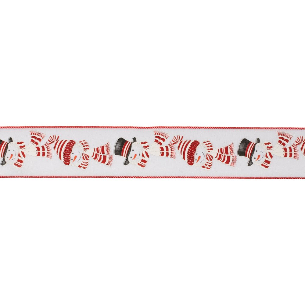 Glittered Snowman Wired Ribbon (Set of 2). Picture 1