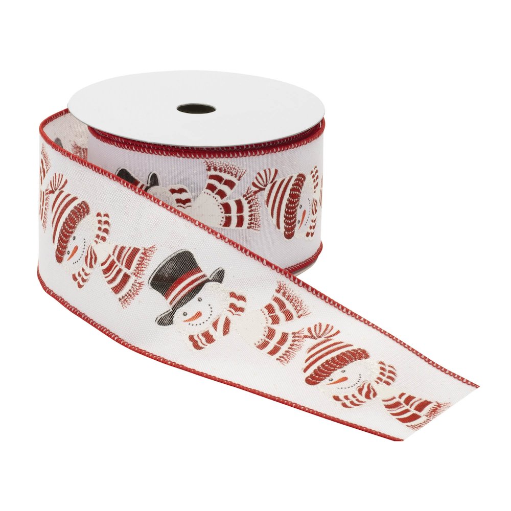 Glittered Snowman Wired Ribbon (Set of 2). Picture 2