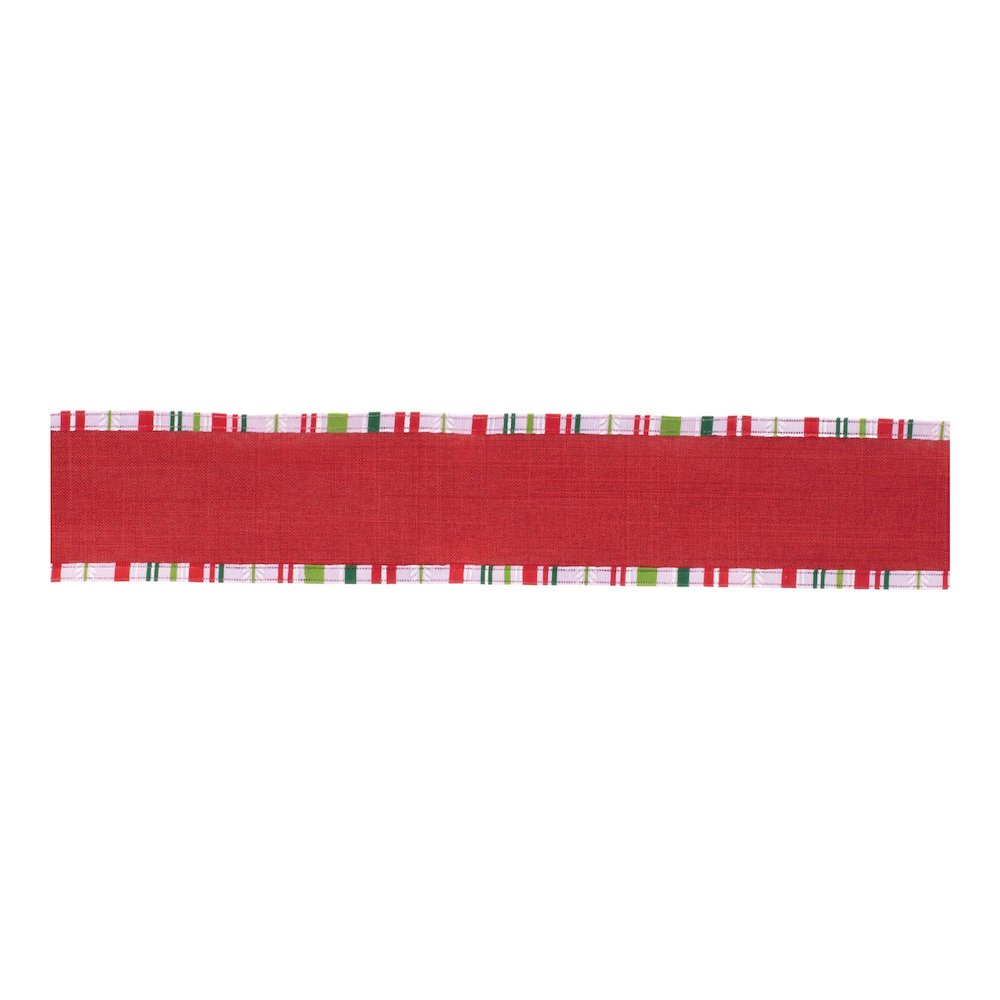 Striped Trim Wired Ribbon (Set of 2). Picture 1