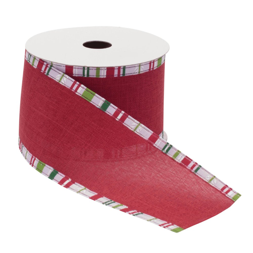 Striped Trim Wired Ribbon (Set of 2). Picture 2