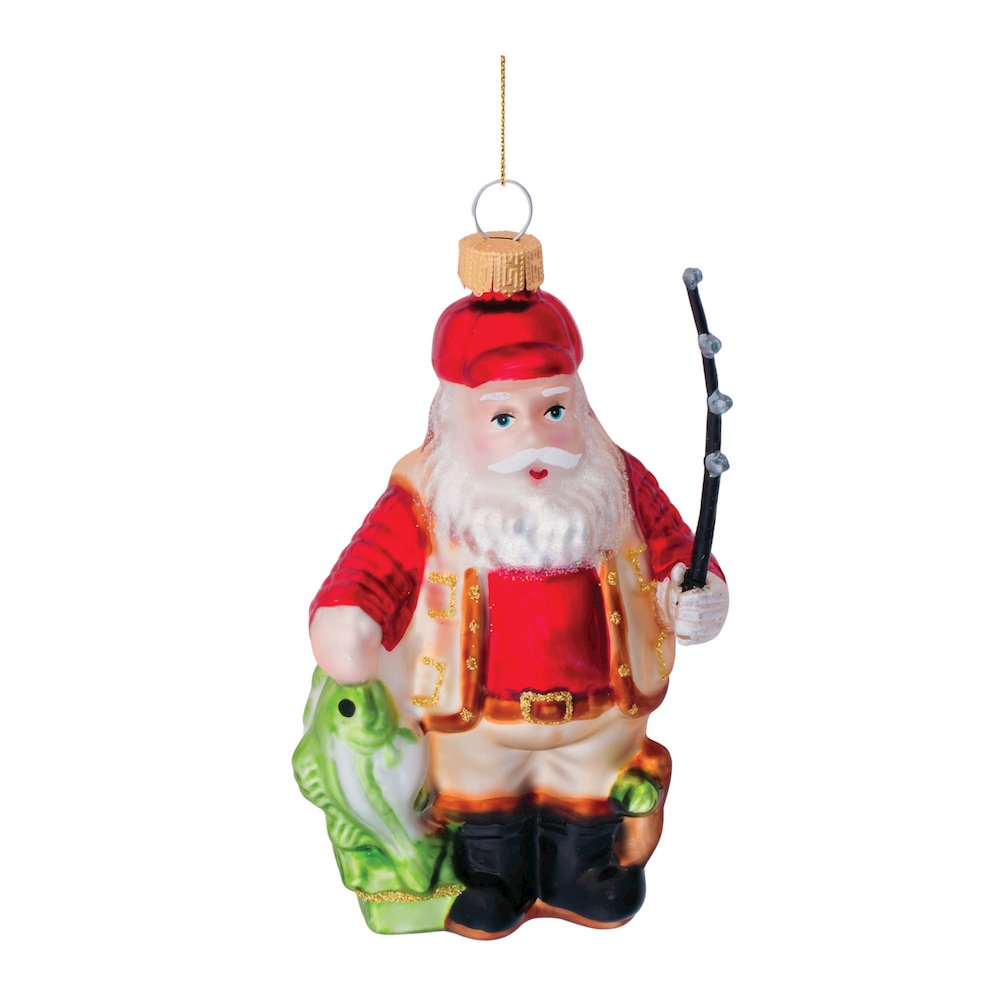 Santa Fishing Ornament (Set of 6). Picture 1