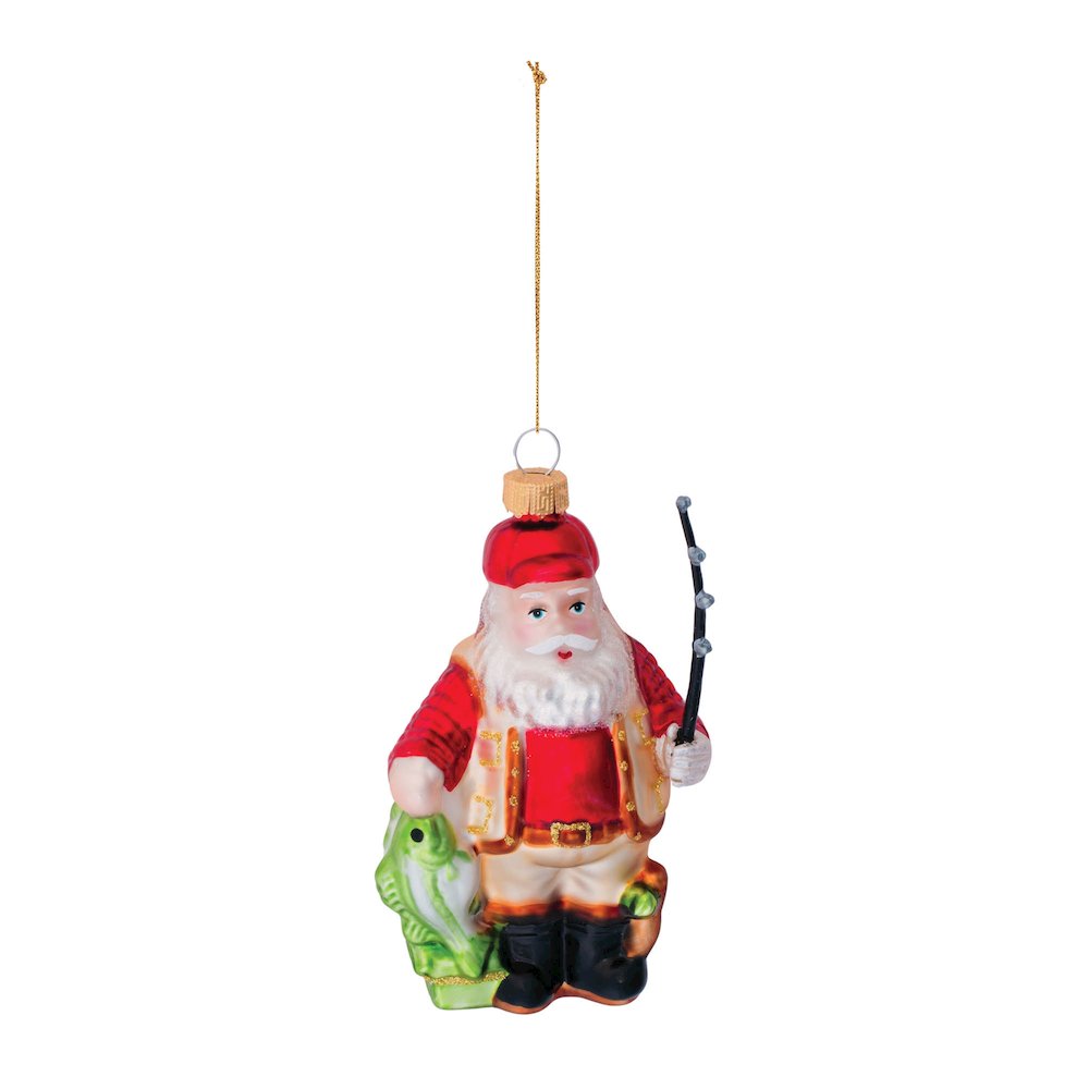 Santa Fishing Ornament (Set of 6). Picture 2