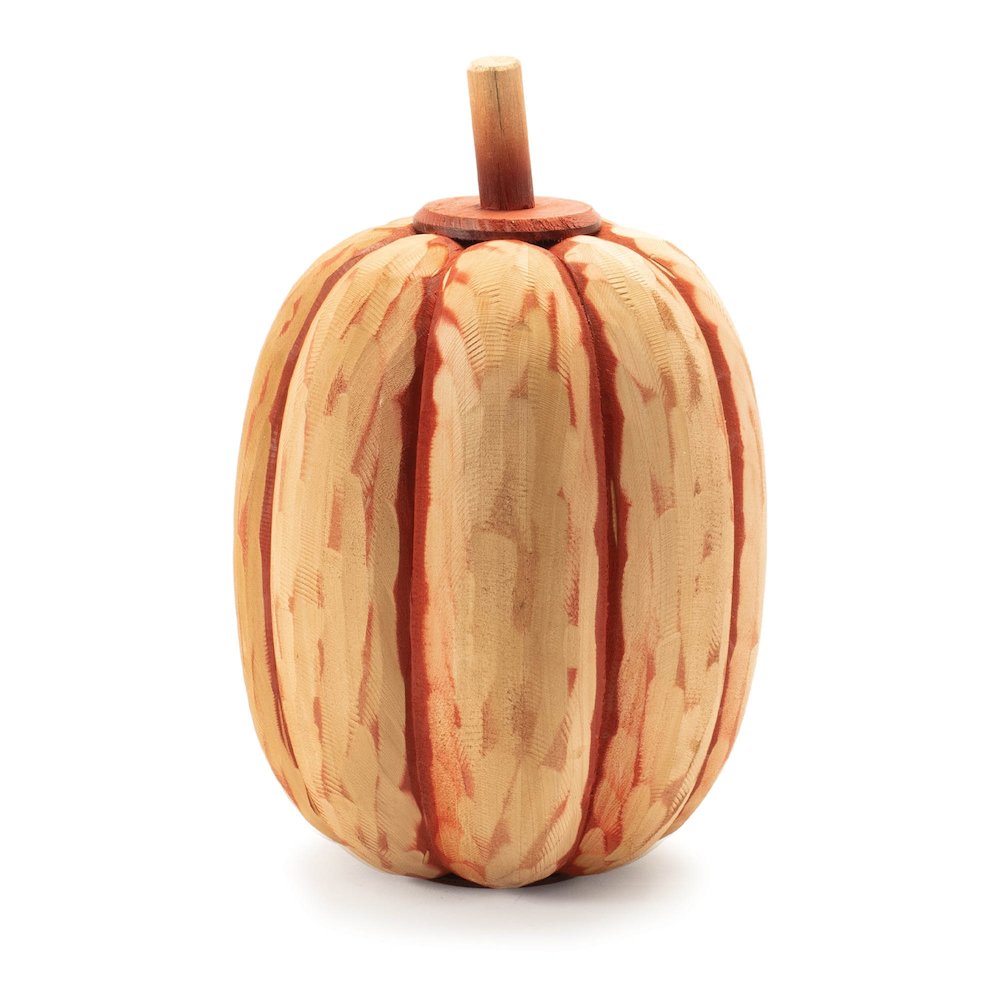 Carved Fir Wood Pumpkin Decor (Set of 2). Picture 2