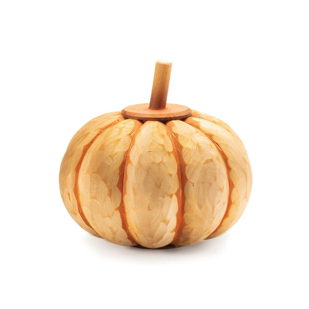 Carved Fir Wood Pumpkin Decor (Set of 2). Picture 3