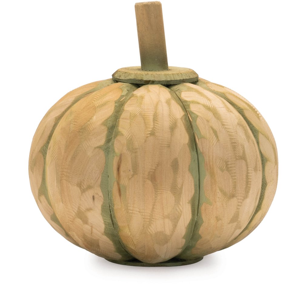 Carved Fir Wood Pumpkin Decor (Set of 2). Picture 1