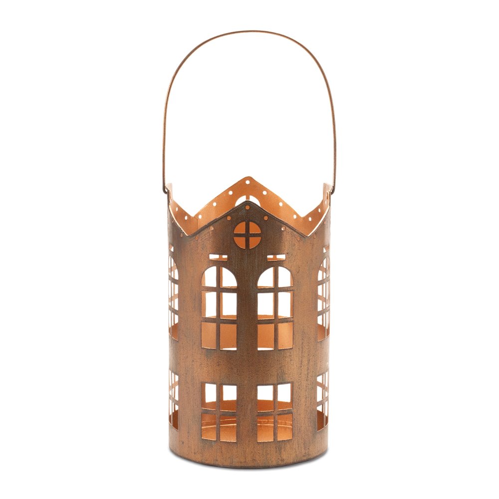 Punched Metal House Lantern (Set of 2). Picture 2