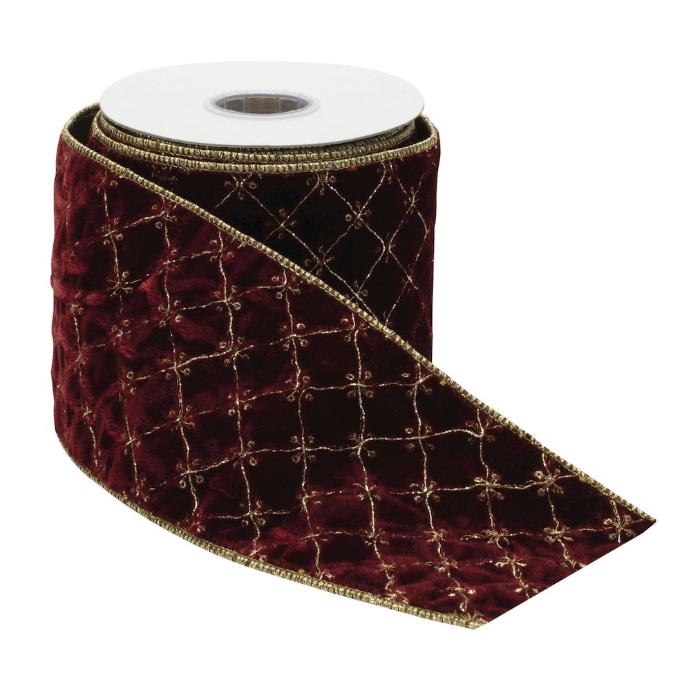 Ornate Diamond Pattern Wired Ribbon (Set of 2). Picture 2