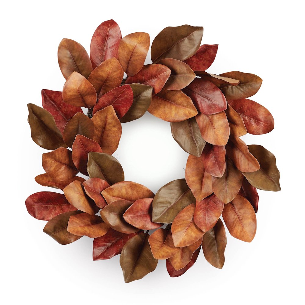 Fall Magnolia Leaf Wreath 24"D. Picture 1