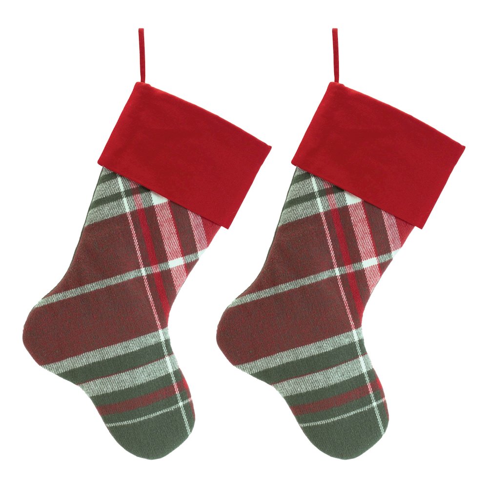 Plaid Print Stocking (Set of 2). Picture 2