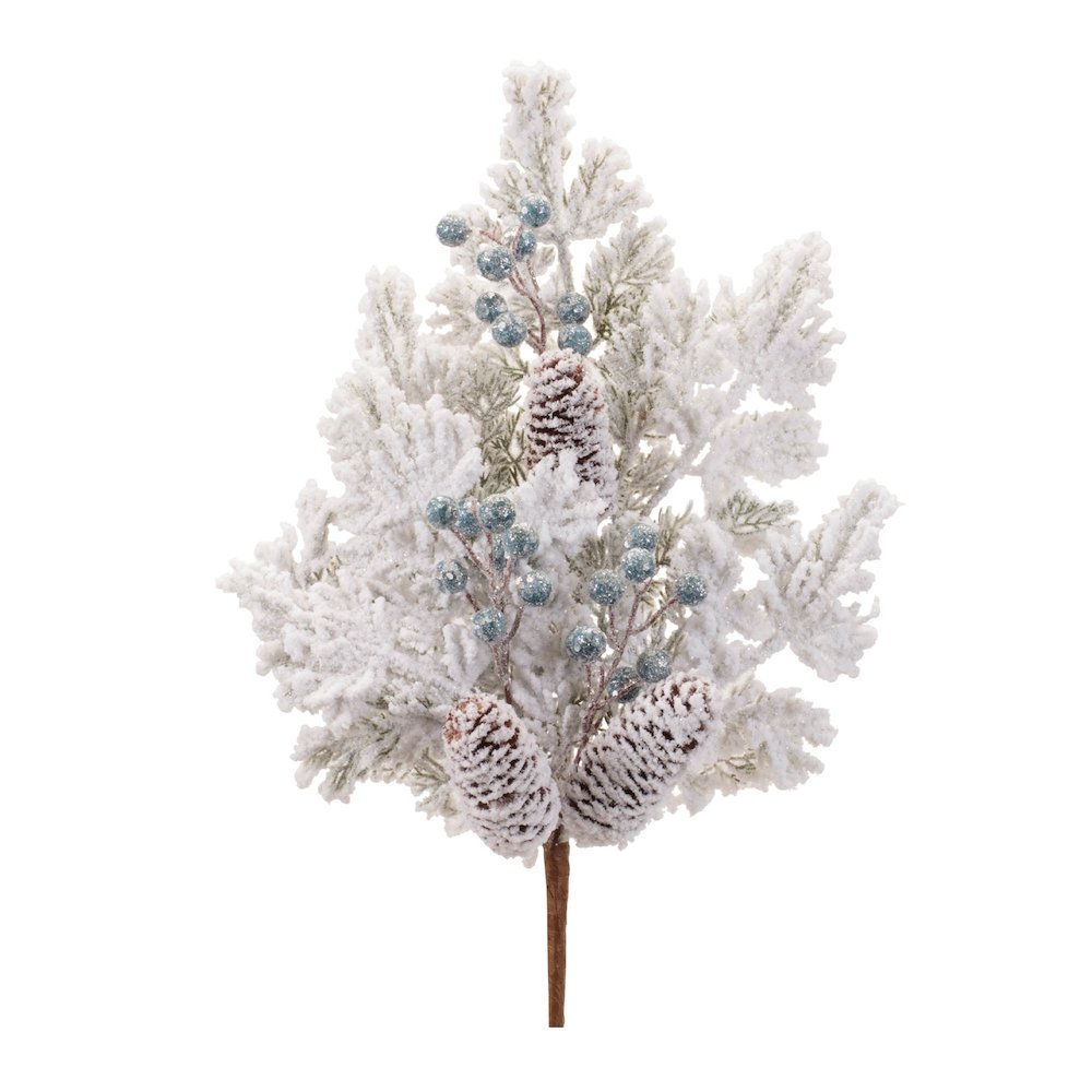 Flocked Pine Berry Spray (Set of 2). Picture 1