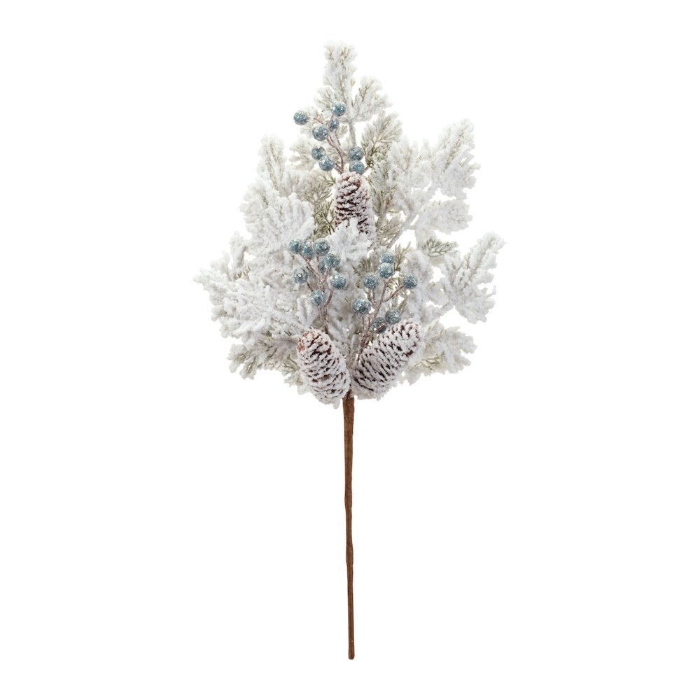 Flocked Pine Berry Spray (Set of 2). Picture 2
