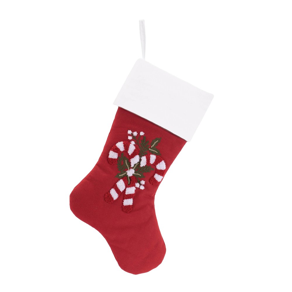 Embroidered Candy Cane Stocking (Set of 2). Picture 1
