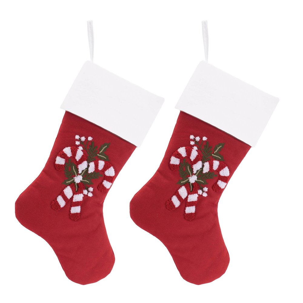 Embroidered Candy Cane Stocking (Set of 2). Picture 2