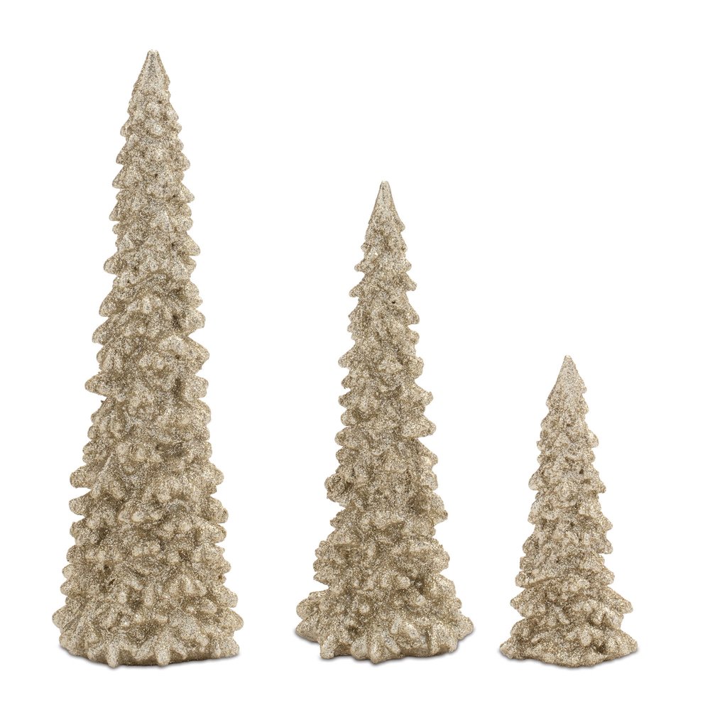 Glittered Pine Tree (Set of 3). Picture 1