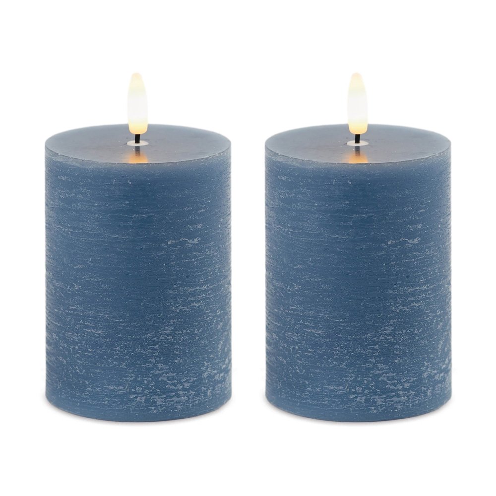 FIA Wick Blue Pillar Candle (Set of 2). Picture 2