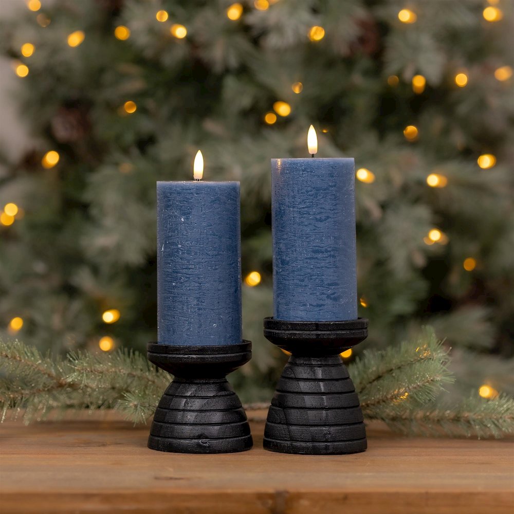 FIA Wick Blue Pillar Candle (Set of 2). Picture 2