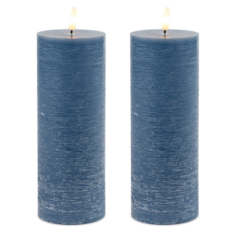 FIA Wick Blue Pillar Candle (Set of 2). Picture 2