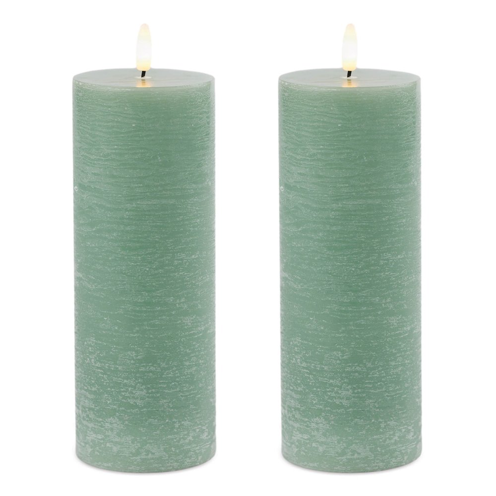 FIA Wick Green Pillar Candle (Set of 2). Picture 2