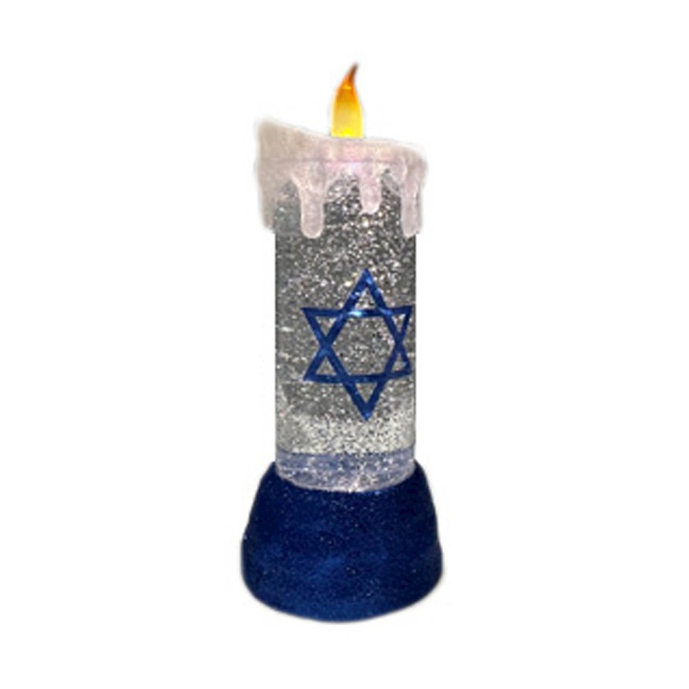 Hanukkah Candle Snow Globe 9.5"H. Picture 1