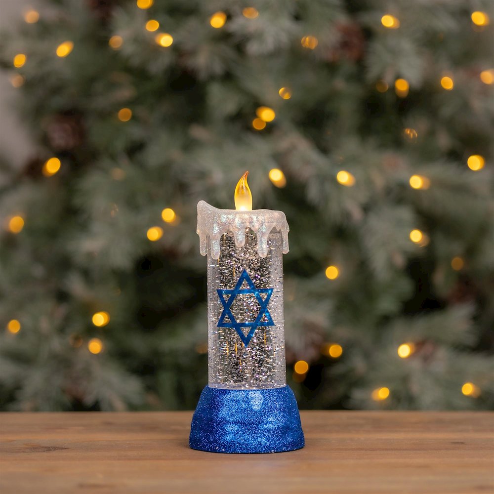 Hanukkah Candle Snow Globe 9.5"H. Picture 2