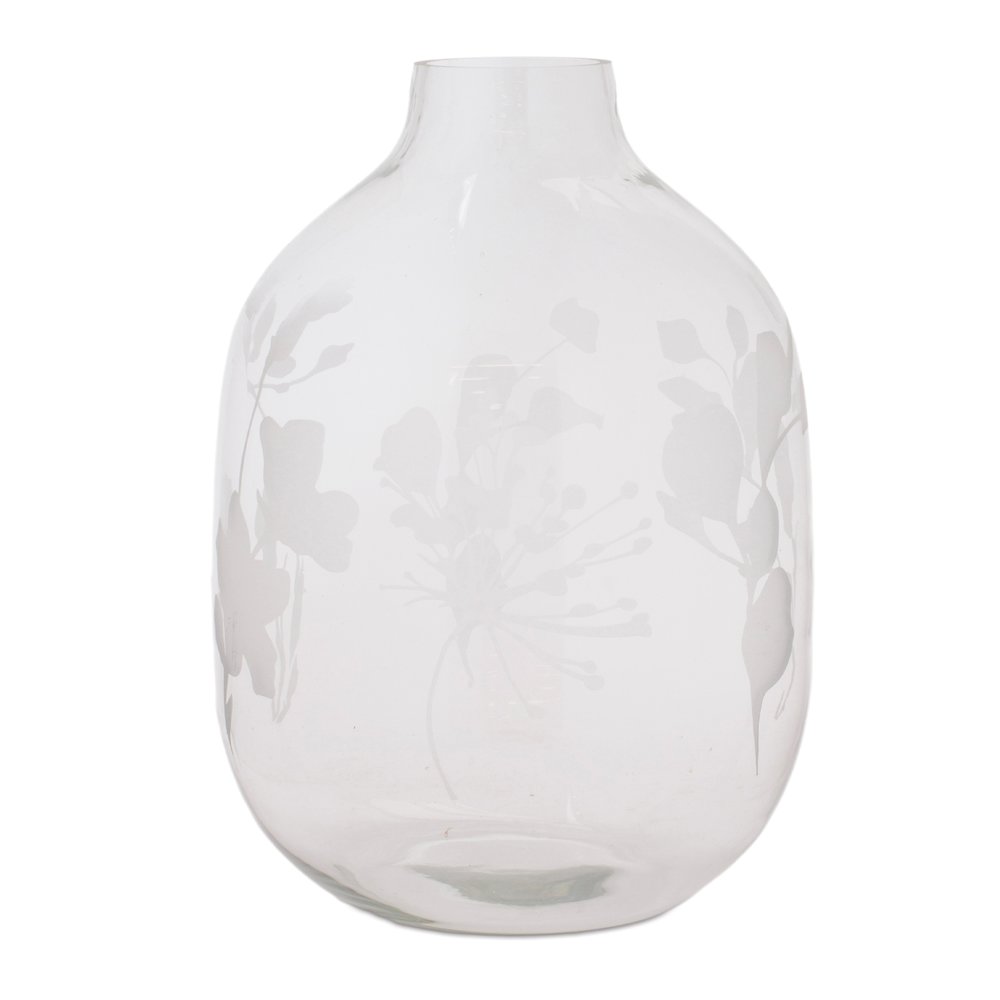 Frosted Floral Glass Vase. Picture 1