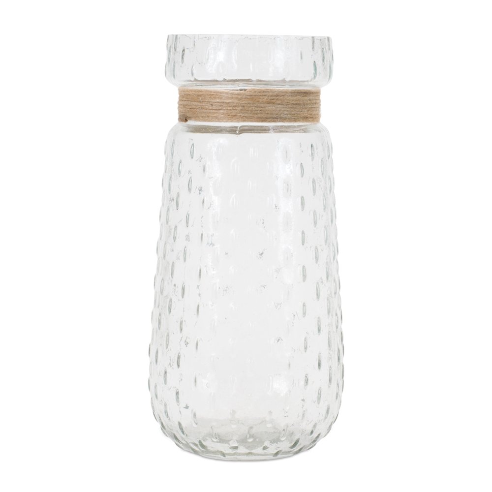 Texture Glass Vase with Jute Accent (Set of 2). Picture 1