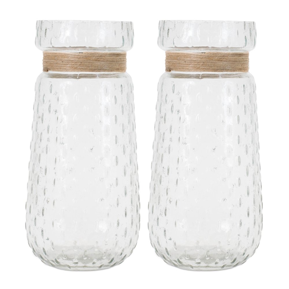 Texture Glass Vase with Jute Accent (Set of 2). Picture 2