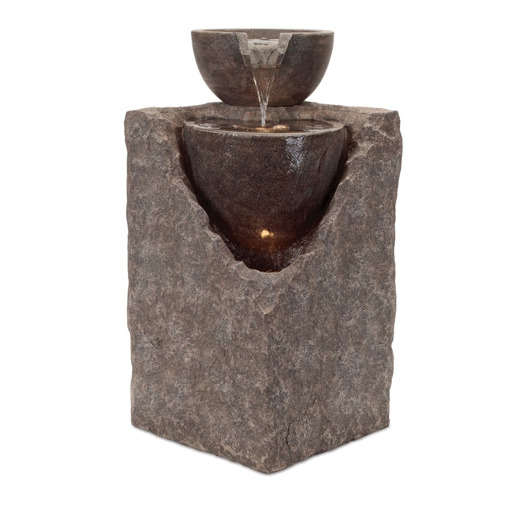 Cascading Tiered Stone Bowl Fountain 24"H. Picture 1