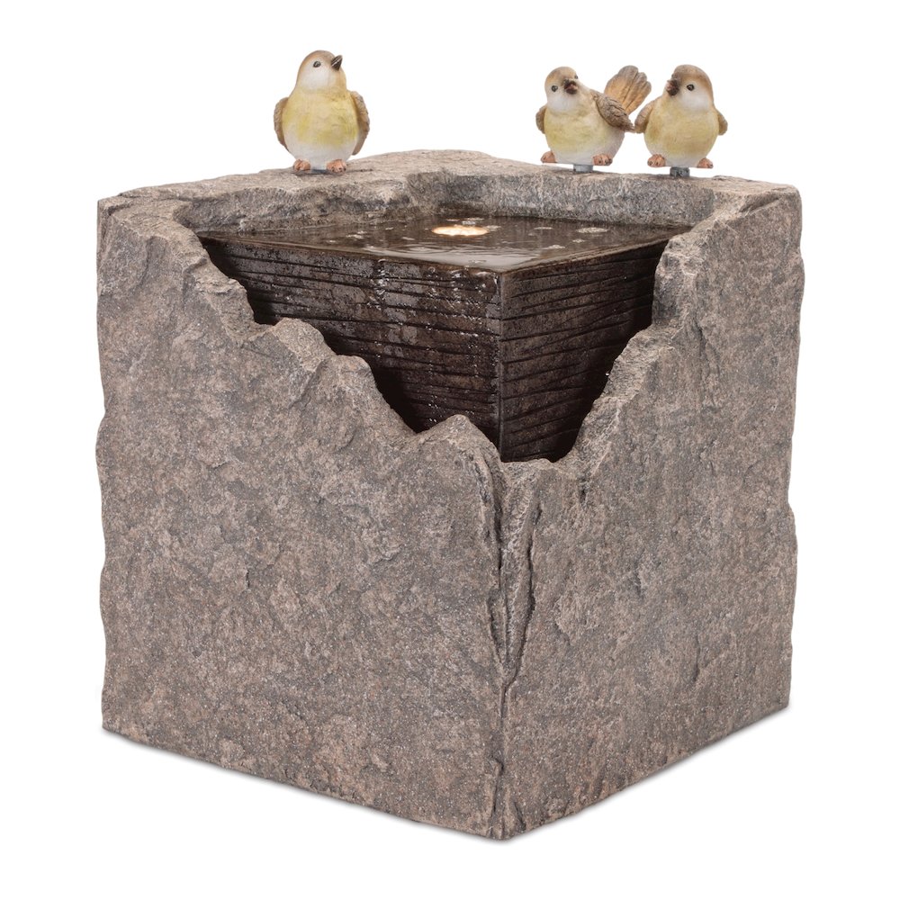 Bubbling Stone Fountain with Bird Accents 19"H. Picture 1