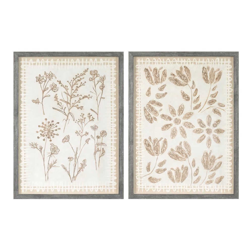 Framed Floral Wall Art Under Glass  (Set of 2). Picture 1