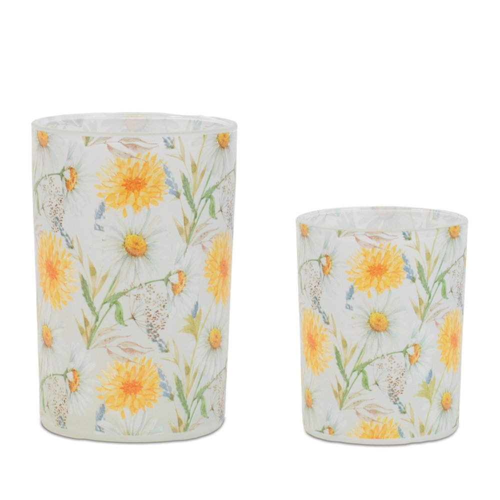 Floral Print Votive Candle Holder (Set of 2). Picture 1