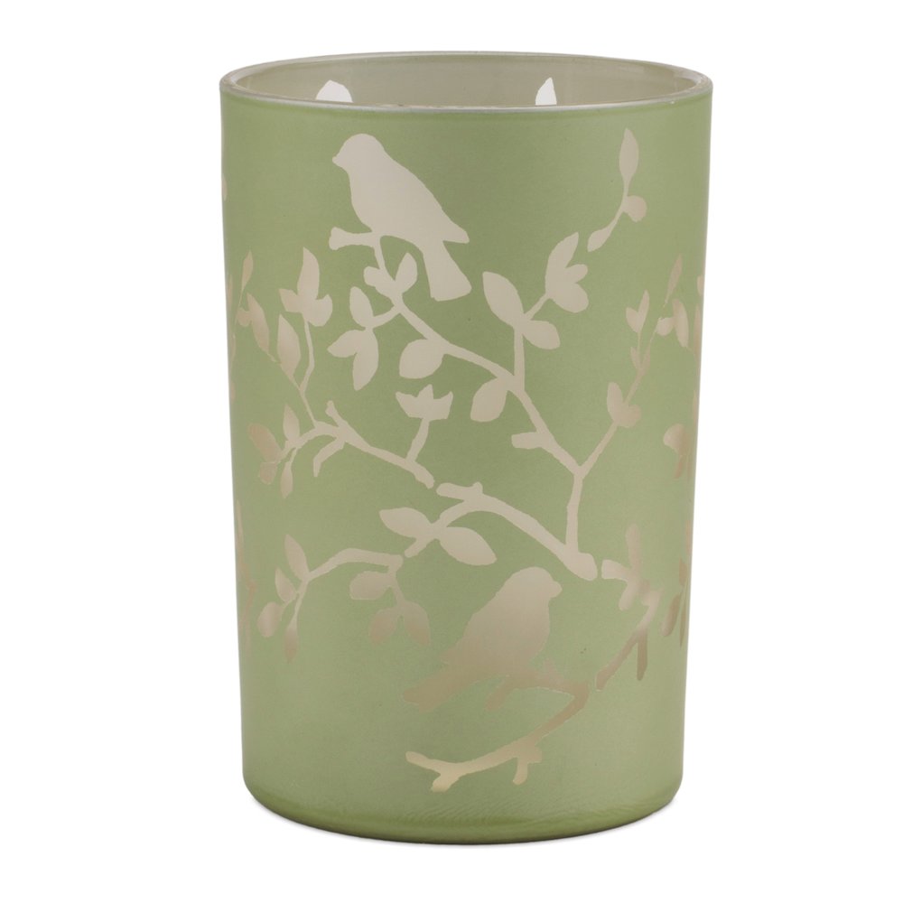 Frosted Floral Bird Candle Holder (Set of 2). Picture 2
