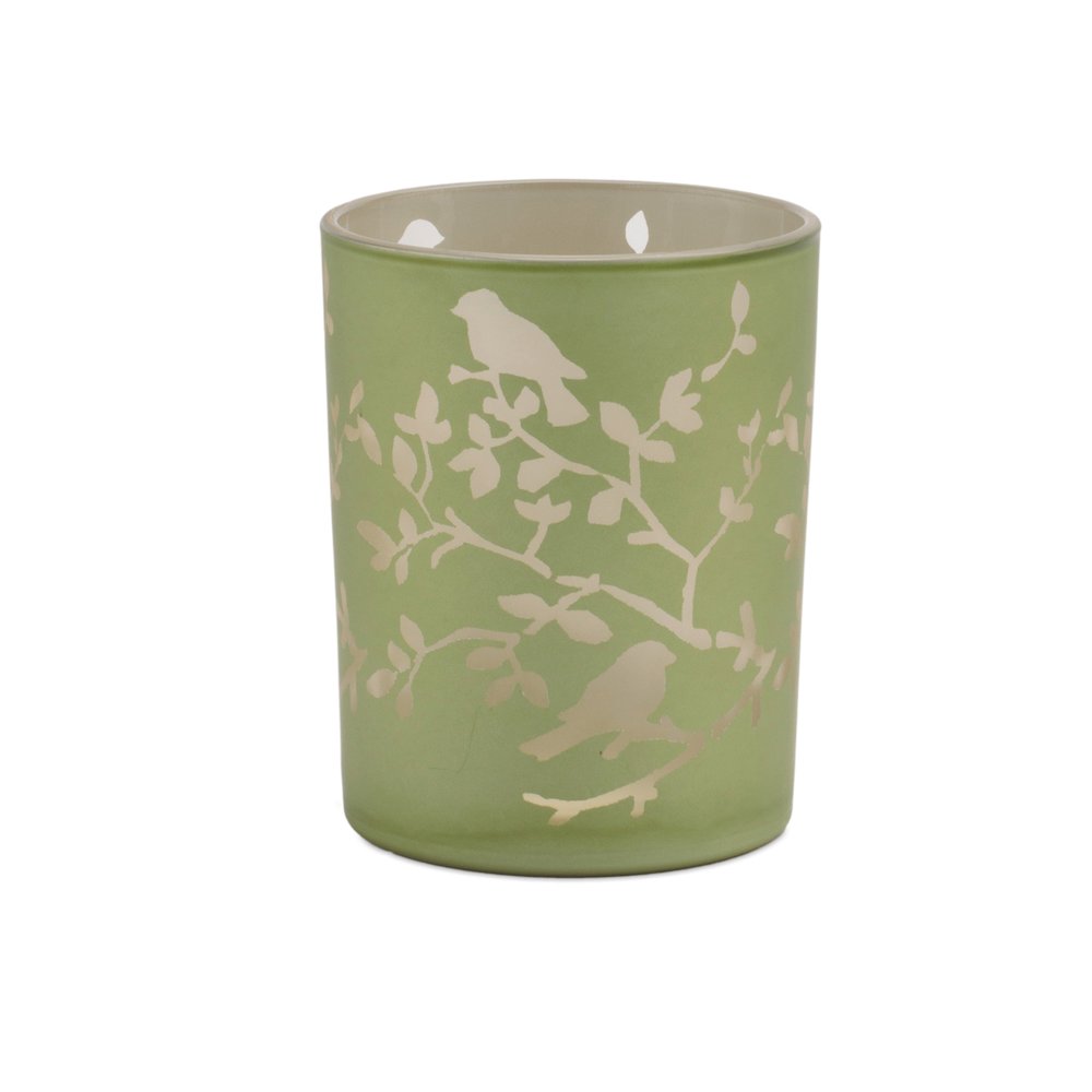 Frosted Floral Bird Candle Holder (Set of 2). Picture 3