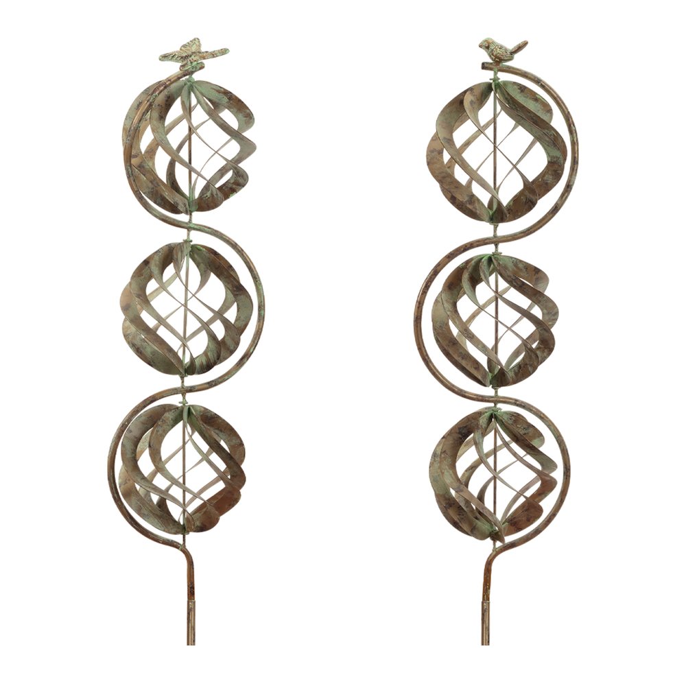 Bird and Butterfly w/Triple Orb Stake (Set of 4). Picture 1