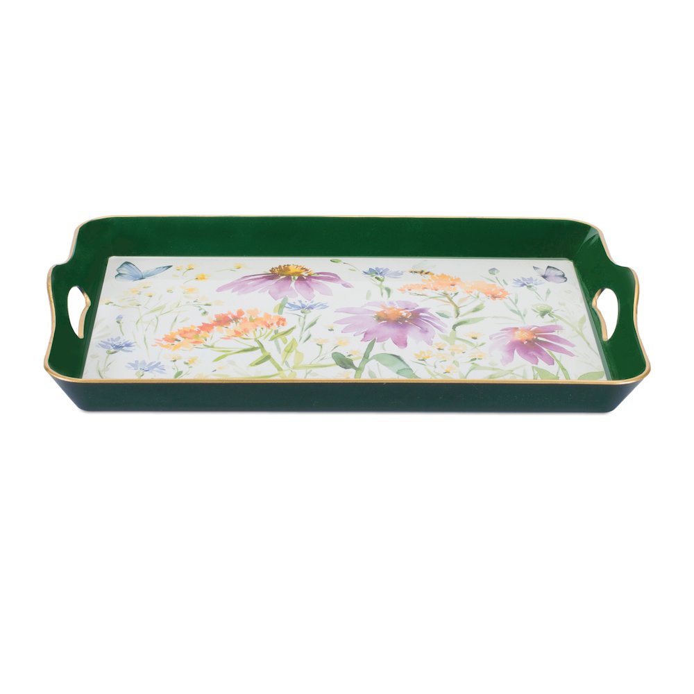 Wildflower Insect Print Tray with Handles 17"L. Picture 1