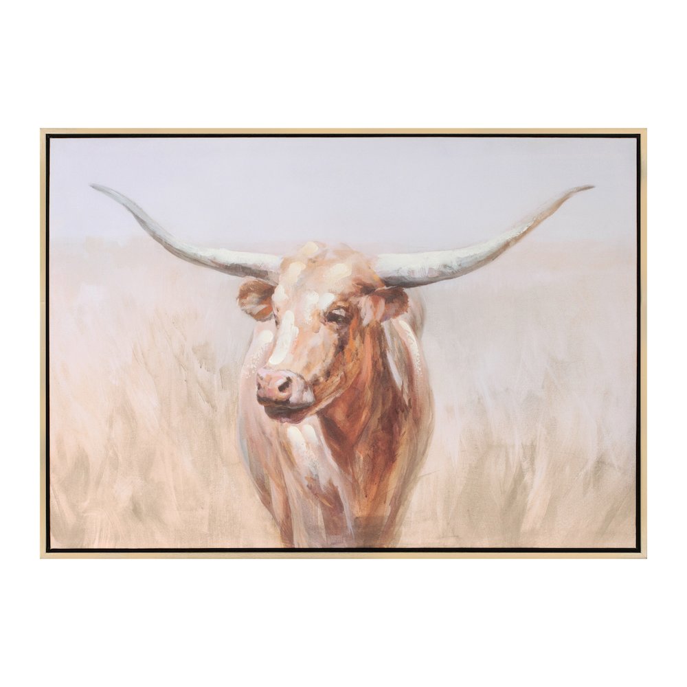 Framed Long Horn Cattle Wall Art 28"L. Picture 1