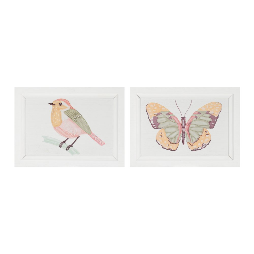 Framed Bird and Butterfly Wall Plaque (Set of 2). Picture 1