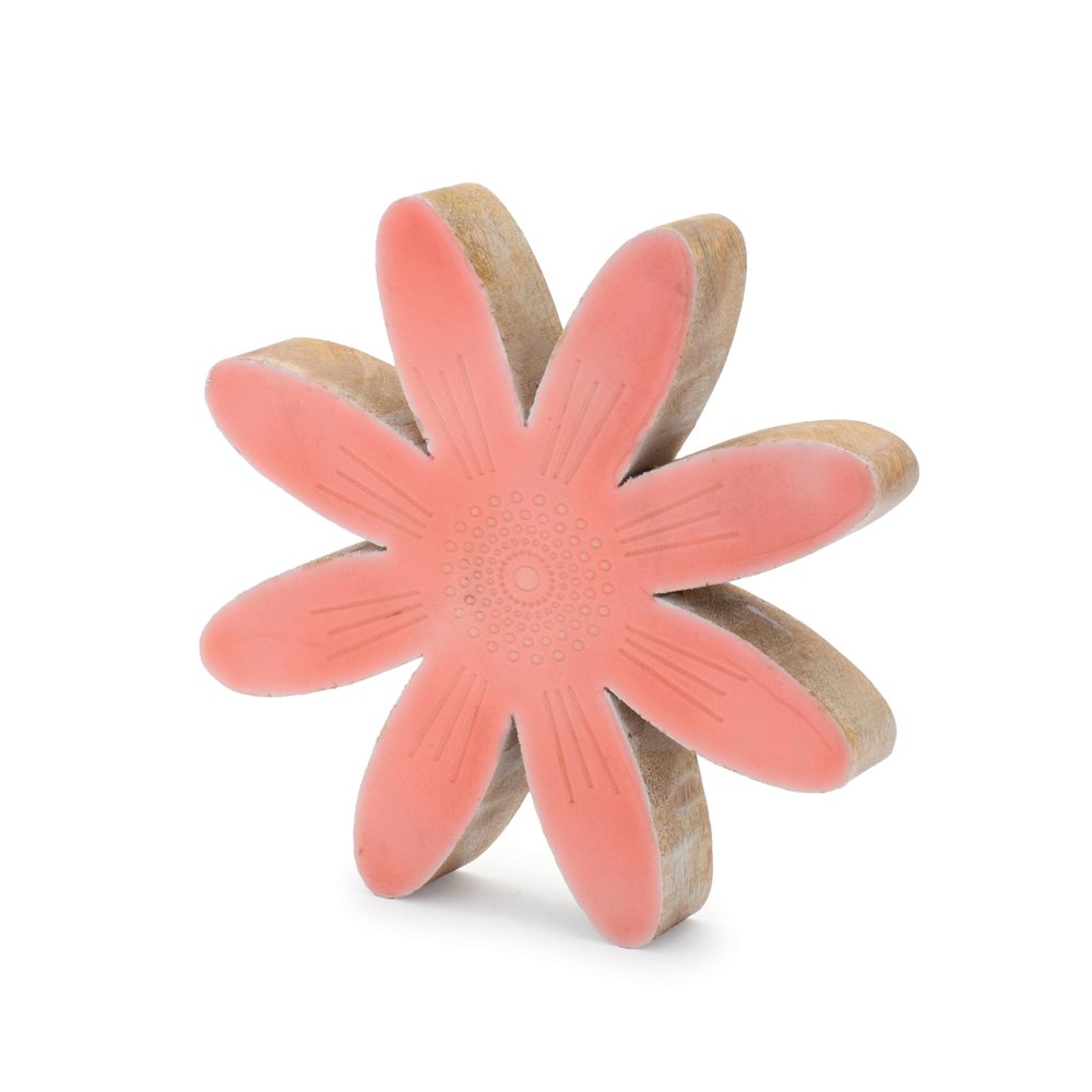 Mango Wood Flower Decor (Set of 2). Picture 4