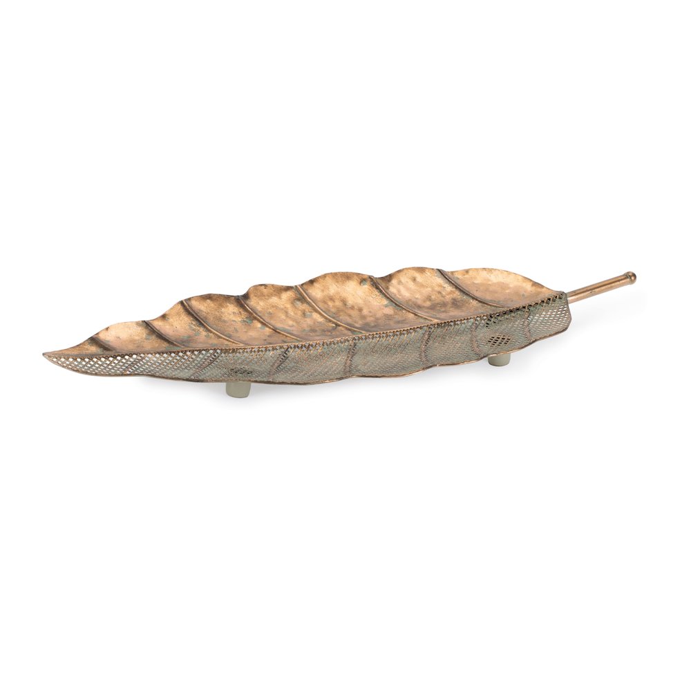 Distressed Metal Leaf Tray (Set of 2). Picture 1