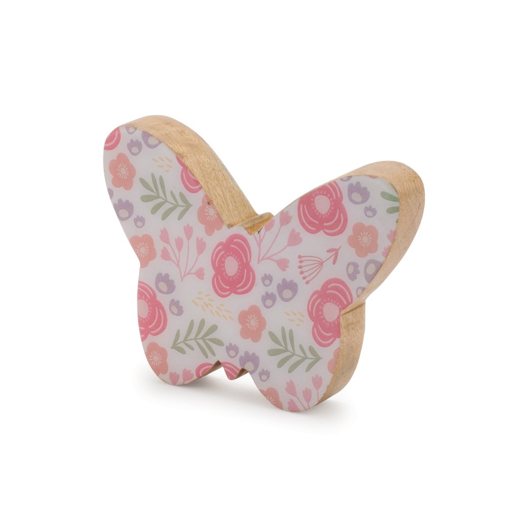 Wood Floral Patterned Butterfly Decor (Set of 2). Picture 4