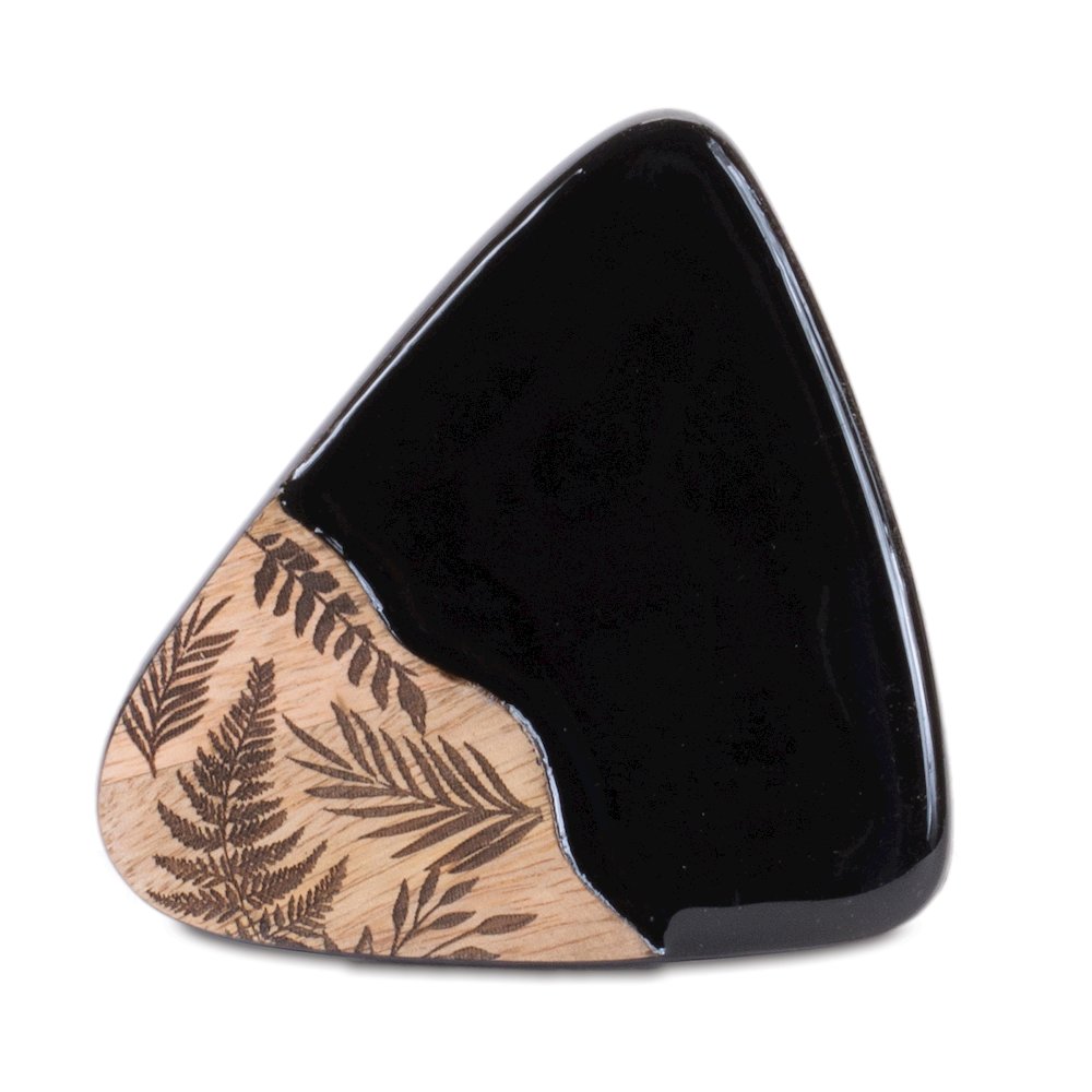 Floral Etched Wood Coaster with Holder (Set of 5). Picture 4