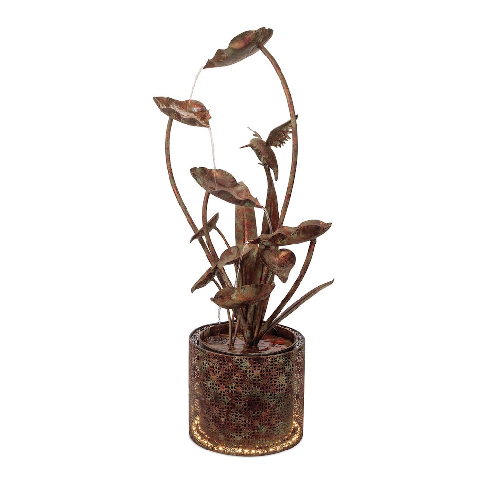 Cascading Iron Hummingbird and Leaf Fountain 42"H. Picture 1