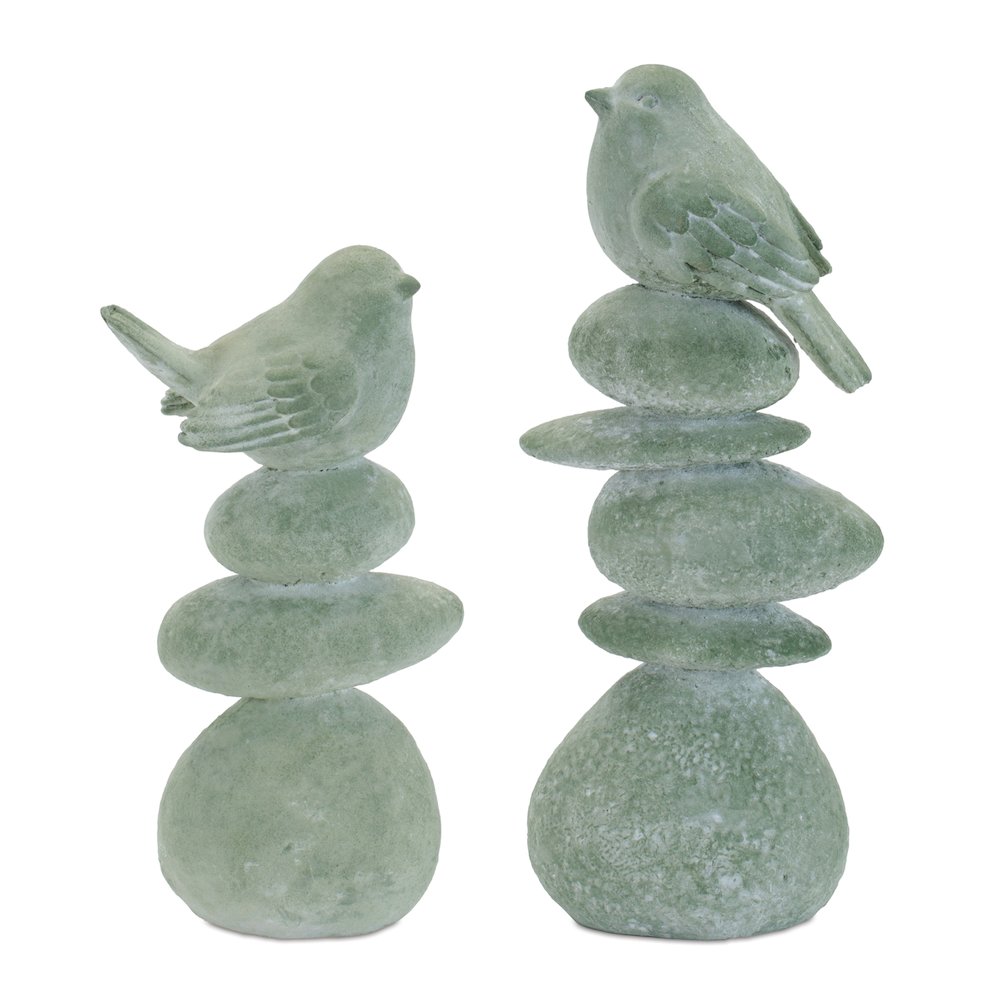 Bird on Rock Stack Figurine (Set of 4). Picture 1