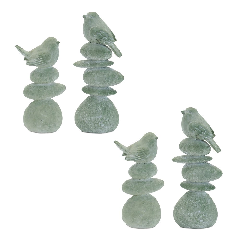 Bird on Rock Stack Figurine (Set of 4). Picture 4