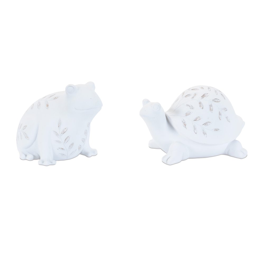 Etched Frog and Turtle Figurine (Set of 2). Picture 1