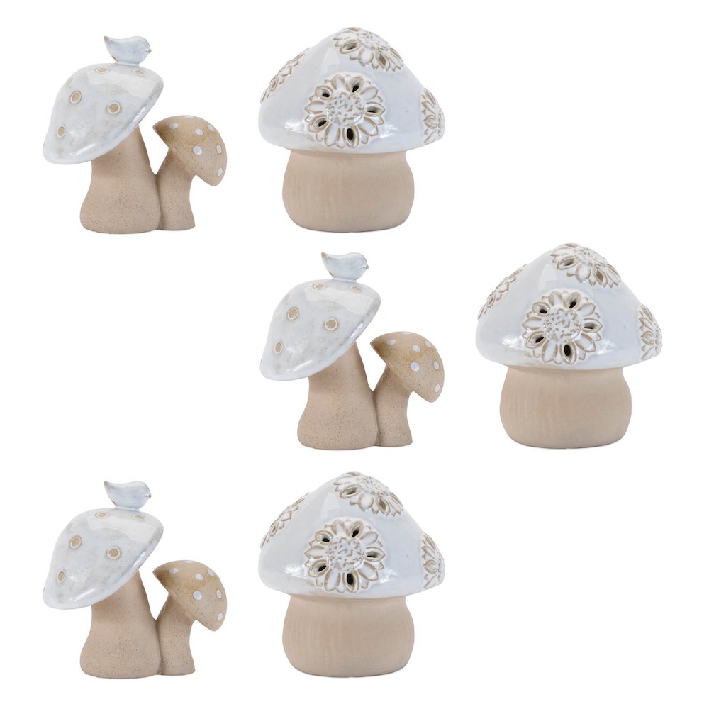 Porcelain Mushroom Decor (Set of 6). Picture 6