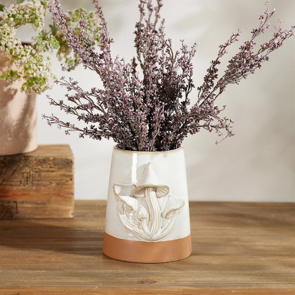Tapered Porecelain Planter with Mushrooms (Set of 2). Picture 2