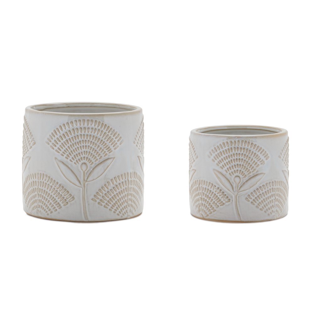 Porcelain Floral Patterned Planter (Set of 2). Picture 1