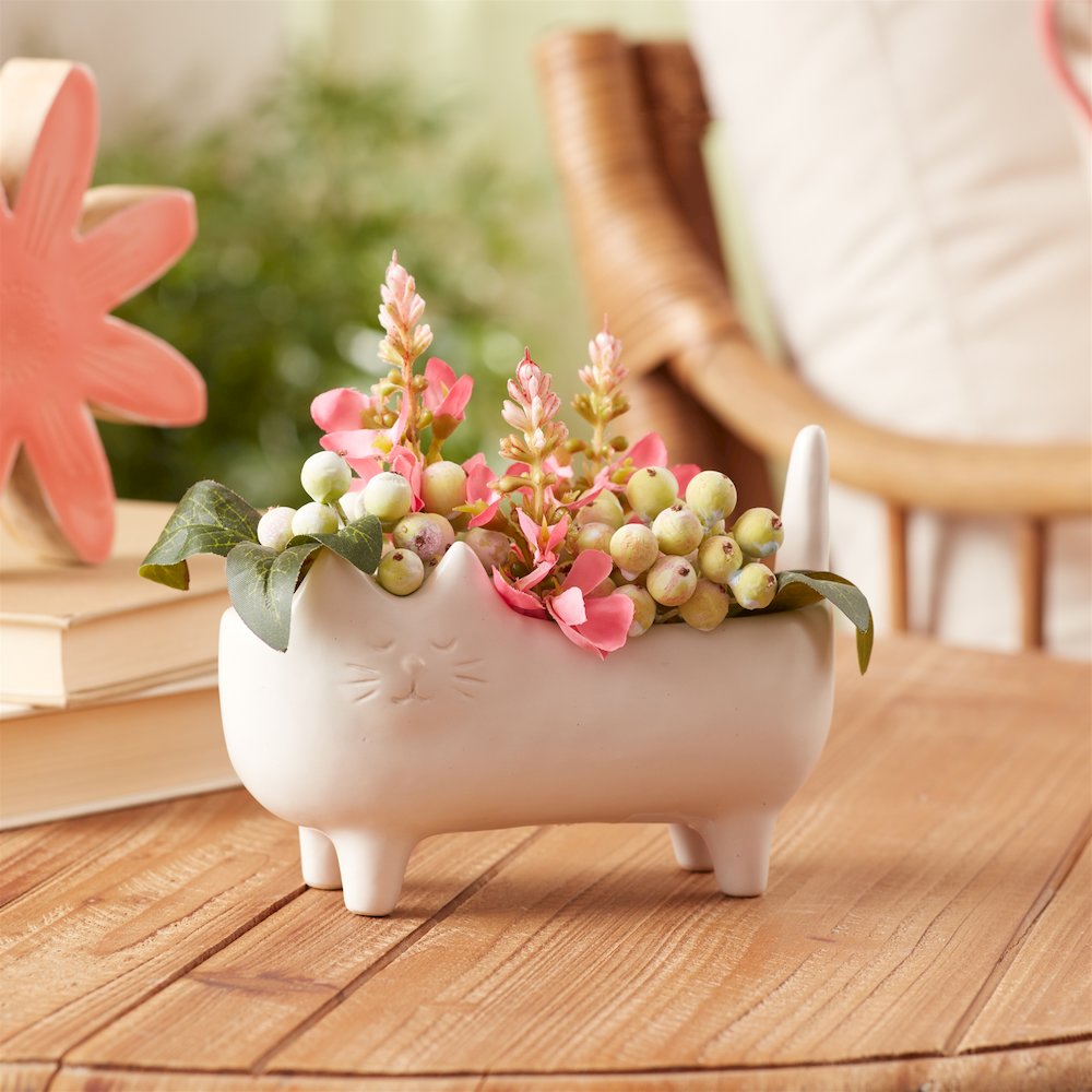 Ceramic Cat Planter (Set of 2). Picture 3