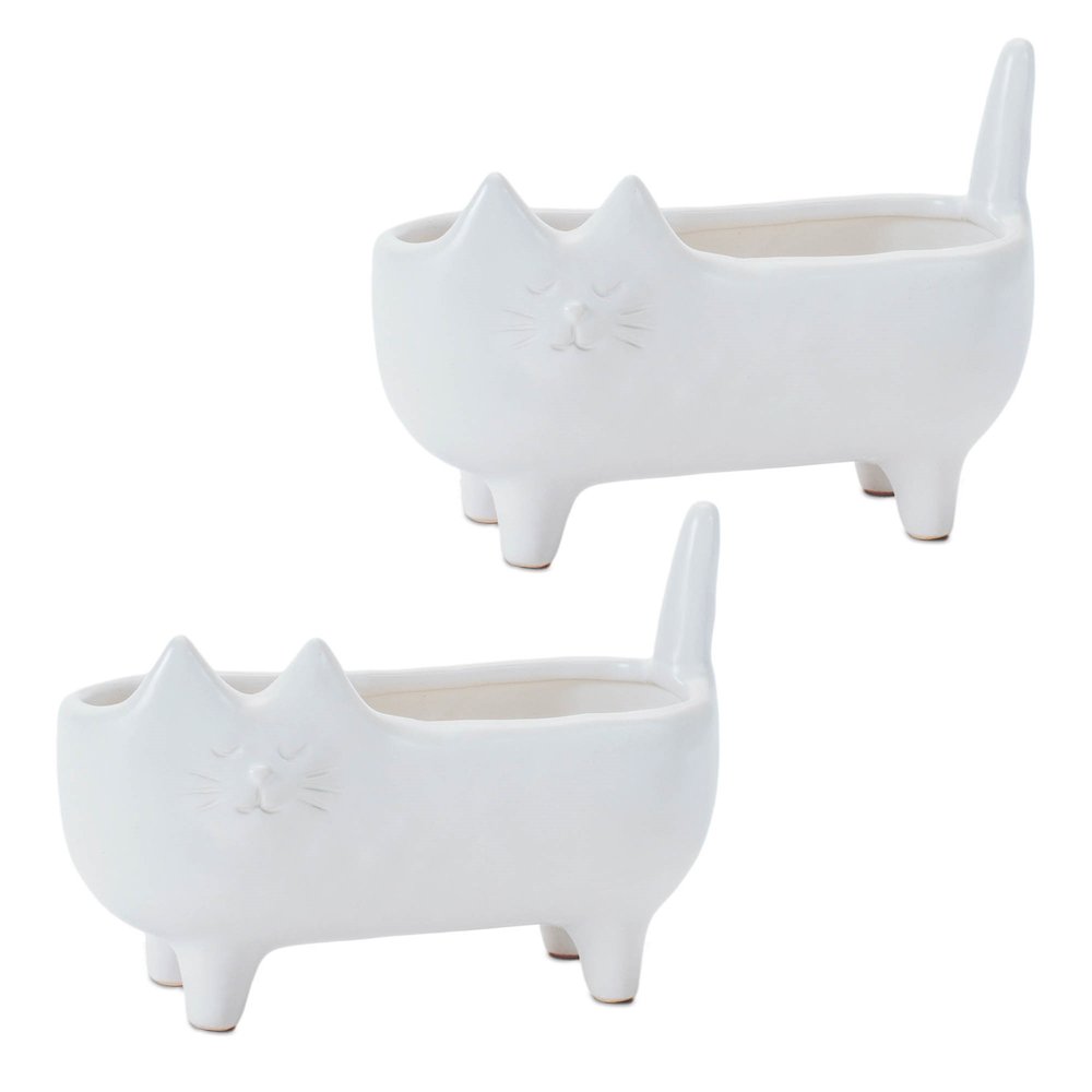 Ceramic Cat Planter (Set of 2). Picture 5